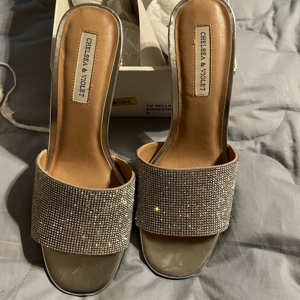Chelsea & Violet Sequin Block Heels